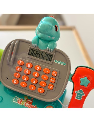 WOOPIE parduotuvės kasa su lentynėle DINO mėlyna - vaikų žaislai