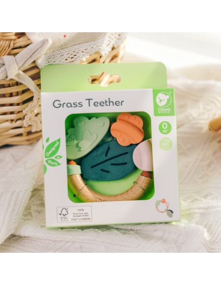 CLASSIC WORLD Wooden Sensory Rattle Teether 2 in 1