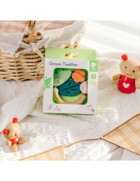 CLASSIC WORLD Wooden Sensory Rattle Teether 2 in 1