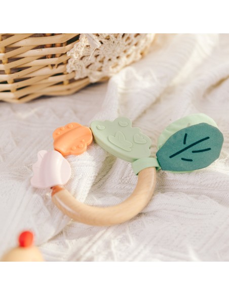 CLASSIC WORLD Drewniana Grzechotka Sensoryczna Gryzak 2w1