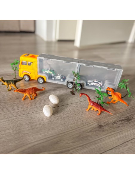WOOPIE sunkvežimis-transporteris 2in1 su dinozaurais ir maketu