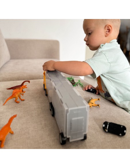 WOOPIE sunkvežimis-transporteris 2in1 su dinozaurais ir maketu