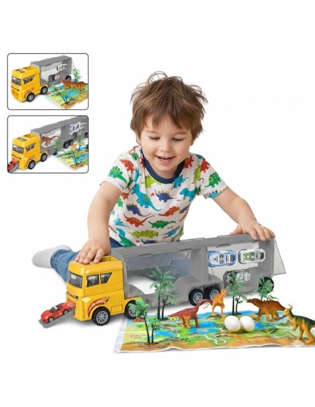 WOOPIE 2-in-1 Transporter Truck with Dinosaurs and Model