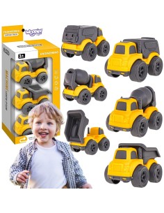 WOOPIE Set 3in1 Baufahrzeuge: Müllwagen, Betonmischer, Kipper