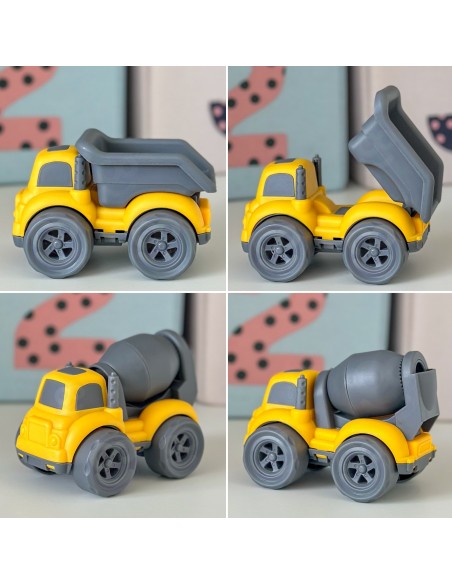 WOOPIE Set 3in1 Baufahrzeuge: Müllwagen, Betonmischer, Kipper
