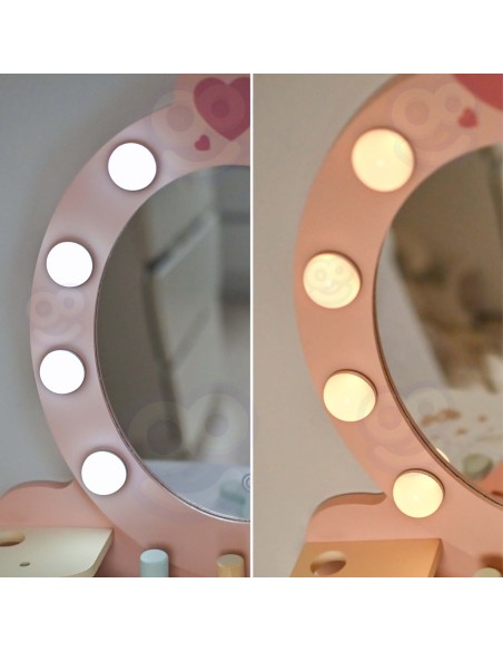 Toaletka Drewniana dla Dziewczynek Tooky Toy - z Lustrem LED