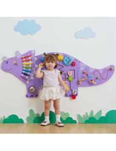 Wooden Triceratops VIGA Sensory Board - Educational Toy 2