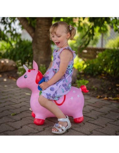 Skoczek Gumowy Jednorożec Różowy z Pompka - WOOPIE
