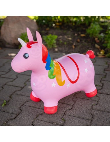 Skoczek Gumowy Jednorożec Różowy z Pompka - WOOPIE