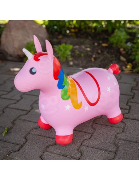 Skoczek Gumowy Jednorożec Różowy z Pompka - WOOPIE