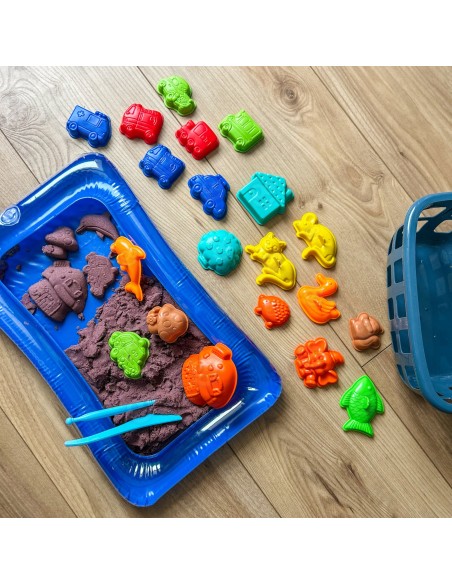 WOOPIE Kinetinis smėlis 0,8 kg su formelėmis krepšelyje