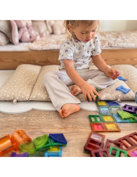 3D magnetiniai kaladėlės WOOPIE - edukacinių pilių rinkinys 100 vnt.