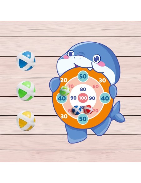 WOOPIE Skill Game Velcro Darts Shark Shield