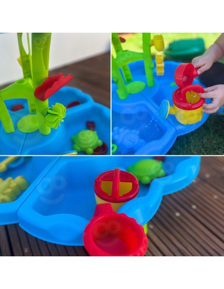 WOOPIE Wassertisch 2in1: Sandkasten und XXL Fontäne mit Delfin