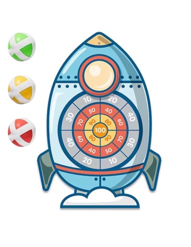 WOOPIE Geschicklichkeitsspiel Wurfspiele mit Klett – Zielscheibe und Rakete