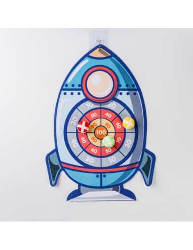 WOOPIE Geschicklichkeitsspiel Wurfspiele mit Klett – Zielscheibe und Rakete