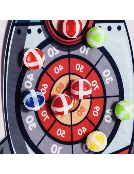 WOOPIE Geschicklichkeitsspiel Wurfspiele mit Klett – Zielscheibe und Rakete