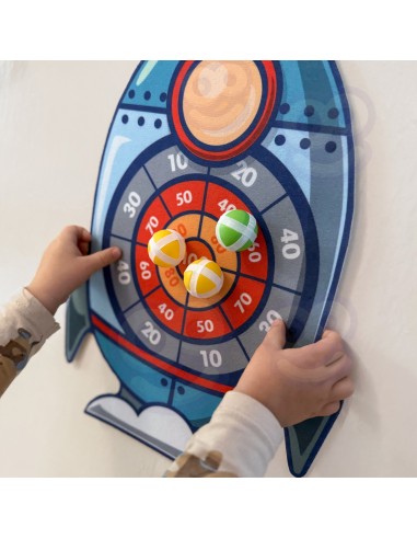 WOOPIE Geschicklichkeitsspiel Wurfspiele mit Klett – Zielscheibe und Rakete