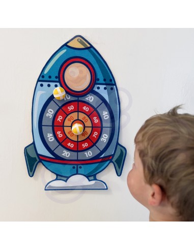 WOOPIE Geschicklichkeitsspiel Wurfspiele mit Klett – Zielscheibe und Rakete
