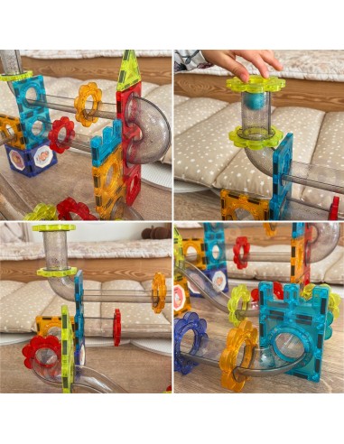 Magnetische 3D-Bausteine 113-tlg. Kugelbahn – Pädagogischer Spielspaß