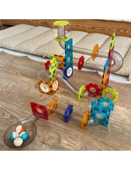 Magnetische 3D-Bausteine 113-tlg. Kugelbahn – Pädagogischer Spielspaß