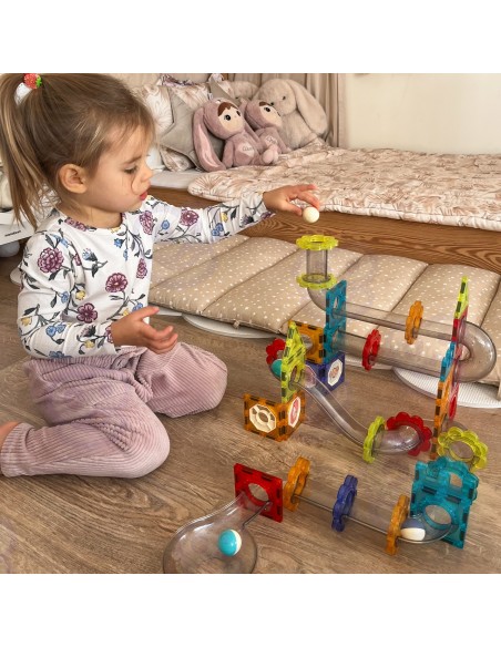 Magnetische 3D-Bausteine 113-tlg. Kugelbahn – Pädagogischer Spielspaß