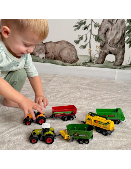 Woopie Tractors with Trailers Set – Movable Elements, Farm