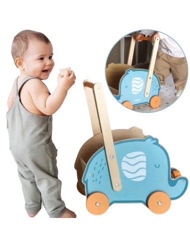 VIGA PolarB Wooden 2-in-1 Stroller, Walker, Elephant for Children
