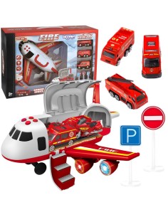Fire Plane Transporter with Cars and Sounds - WOOPIE