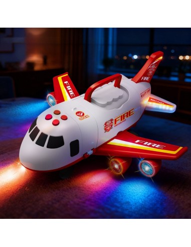 Feuerwehrflugzeugtransporter mit Autos und Geräuschen - WOOPIE