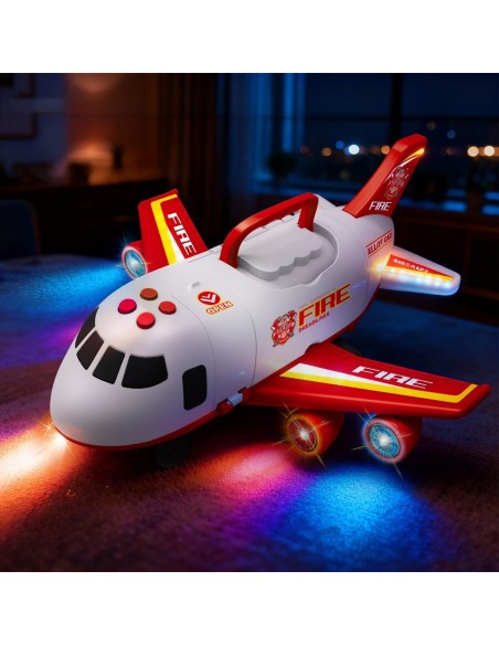 Feuerwehrflugzeugtransporter mit Autos und Geräuschen - WOOPIE