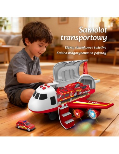 Gaisrinės lėktuvo transporteris su automobiliais ir garsais - WOOPIE
