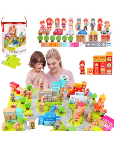 CLASSIC WORLD Wooden Blocks Build a City 120 pcs - Fun and Learning