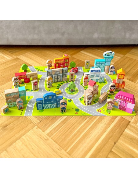 CLASSIC WORLD Wooden Blocks Build a City 120 pcs - Fun and Learning