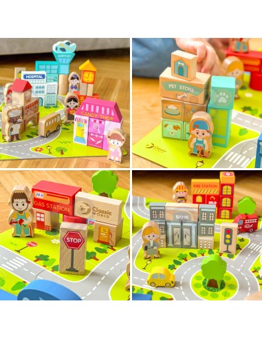 CLASSIC WORLD Wooden Blocks Build a City 120 pcs - Fun and Learning
