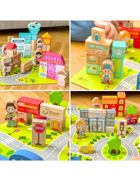 CLASSIC WORLD Wooden Blocks Build a City 120 pcs - Fun and Learning