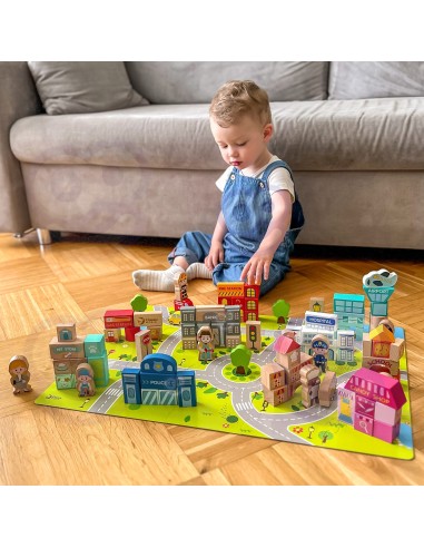 CLASSIC WORLD Wooden Blocks Build a City 120 pcs - Fun and Learning