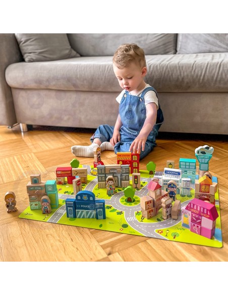 CLASSIC WORLD Wooden Blocks Build a City 120 pcs - Fun and Learning