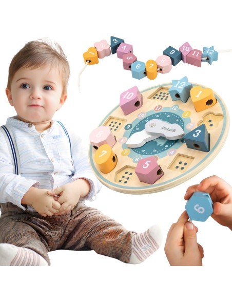VIGA PolarB Sorter Kształtów Zegar Nawlekanka Montessori - Zabawka
