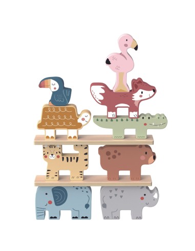 Wooden Animal Blocks Montessori TOOKY TOY - 9 pcs.
