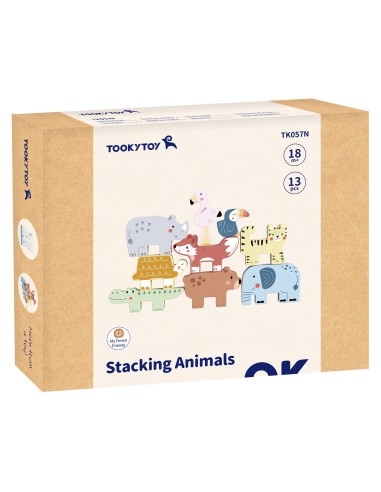 Wooden Animal Blocks Montessori TOOKY TOY - 9 pcs.