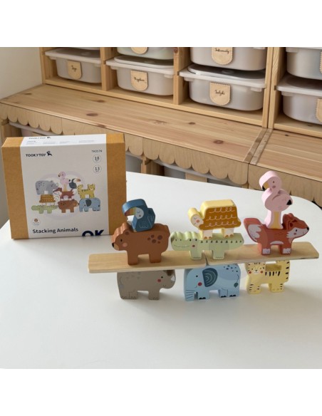 Wooden Animal Blocks Montessori TOOKY TOY - 9 pcs.
