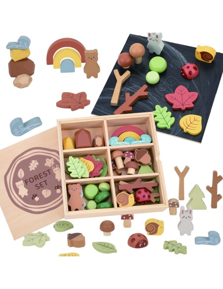 Tooky Toy Zestaw Leśny - Układanka Klocki i Figurki dla Dzieci
