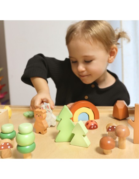 Tooky Toy Zestaw Leśny - Układanka Klocki i Figurki dla Dzieci