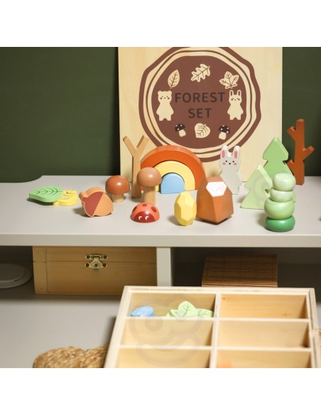 Tooky Toy Zestaw Leśny - Układanka Klocki i Figurki dla Dzieci
