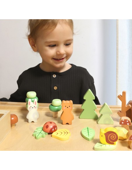 Tooky Toy Zestaw Leśny - Układanka Klocki i Figurki dla Dzieci