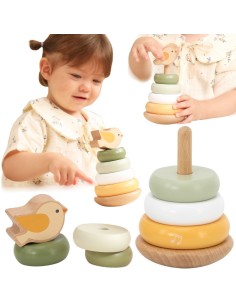 Viga Wooden Stacking Pyramid for Toddlers