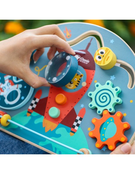 CLASSIC WORLD 6-in-1 Rocket Manipulative Board - Fun and Learning