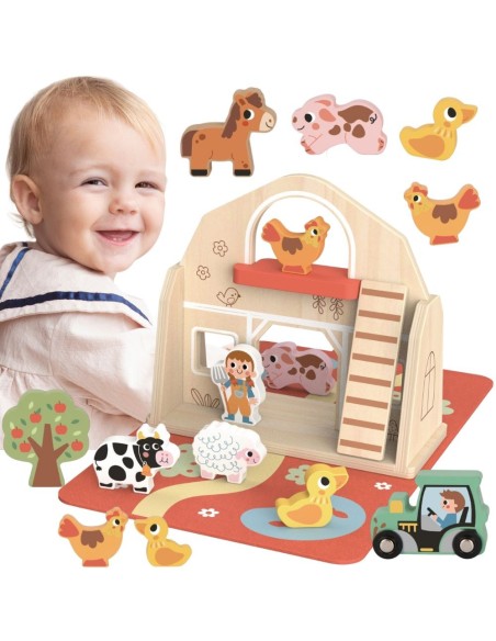 Moja Pierwsza Farma Drewniany Zestaw Tooky Toy– Edukacyjna Zabawa 18m+