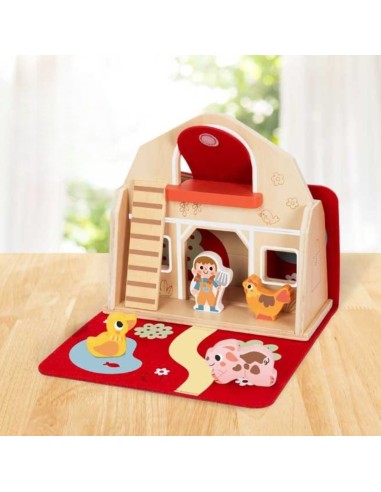 TOOKY TOY Wooden Folding Farm in a Suitcase with Animals